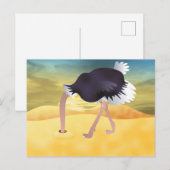 Cartoon struisvogels met kop in zand briefkaart (Voorkant / Achterkant)