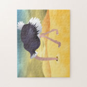 Cartoon struisvogels met kop in zand legpuzzel (Verticaal)