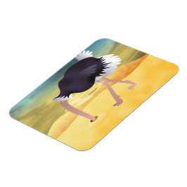 Cartoon struisvogels met kop in zand magneet