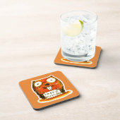 cartoon style beaver houdt blije verjaardagsberich bier onderzetter (Rechterzijde)
