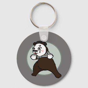 CARTOON STYLE GRIZZLY BEER MIME ROUND SLEUTELHANGE SLEUTELHANGER