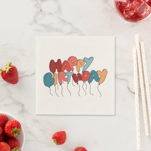 Cartoon Style Happy Birthday Balloon Letters Servet (Insitu)