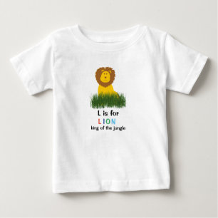 Cartoon Style L is voor Lion Alphabet Baby T-Shirt