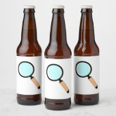 Cartoon Style Magnifying Glass Bier Etiket (Flessen)