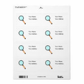 Cartoon Style Magnifying Glass Etiket (Full Sheet)