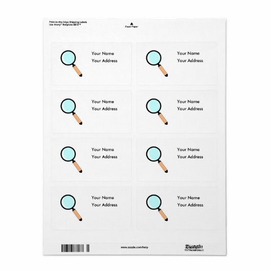 Cartoon Style Magnifying Glass Etiket (Full Sheet)