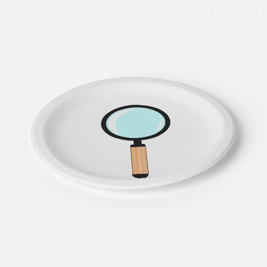 Cartoon Style Magnifying Glass Papieren Bordje (Gekanteld)