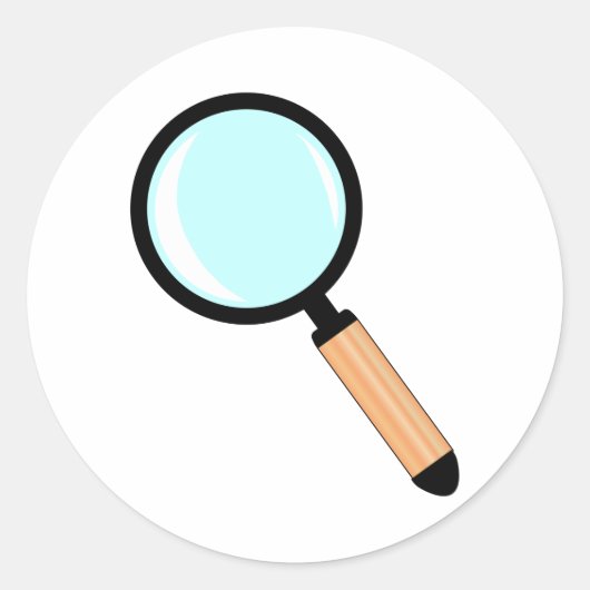 Cartoon Style Magnifying Glass Ronde Sticker (Voorkant)