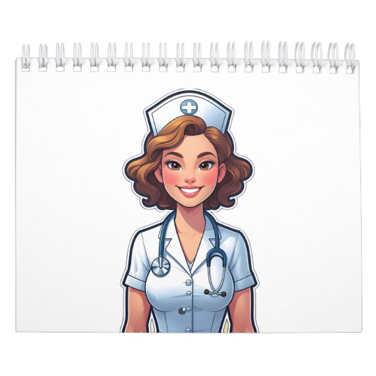 Cartoon Style Nurse - Schattigee medische held Kalender (Hoes)