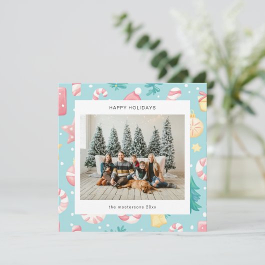 Cartoon Style Pastel Illustraties Vakantie Kaart (Staand voorkant)