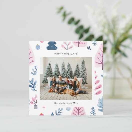 Cartoon Style Pastel Illustraties Vakantie Kaart (Staand voorkant)