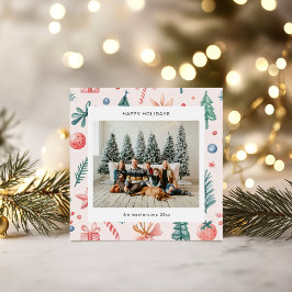 Cartoon Style Pastel Illustraties Vakantie Kaart