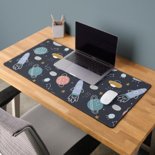 Cartoon Style Planets en Ruimteraketten Pattern Bureaumat