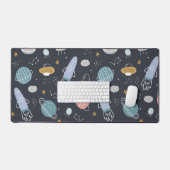 Cartoon Style Planets en Ruimteraketten Pattern Bureaumat (Keyboard & Muis)