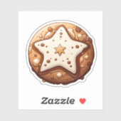 Cartoon Style Rond Kerstkoekje met een ster Sticker (Vel)