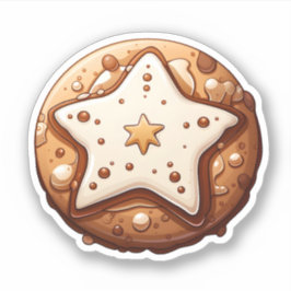 Cartoon Style Rond Kerstkoekje met een ster Sticker