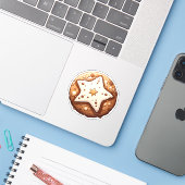 Cartoon Style Rond Kerstkoekje met een ster Sticker (Laptop met iPhone)