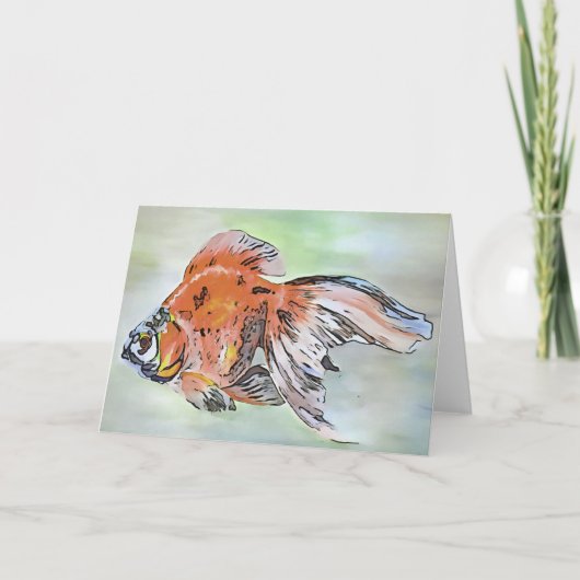 Cartoon Style Ryukin Goldfish Acrylverf Kaart (Voorkant)