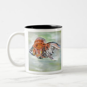 Cartoon Style Ryukin Goldfish Acrylverf Tweekleurige Koffiemok