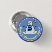 Cartoon Style Snowman met Kerstmis Ronde Button 3,2 Cm (Voorkant /achterkant)