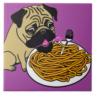 Cartoon Style Spaghetti Pug 2 Tegeltje