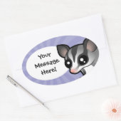 Cartoon Sugar Glider Ovale Sticker (Envelop)