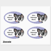 Cartoon Sugar Glider Ovale Sticker (Vel)