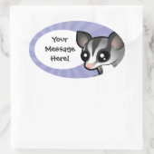Cartoon Sugar Glider Ovale Sticker (Tas)