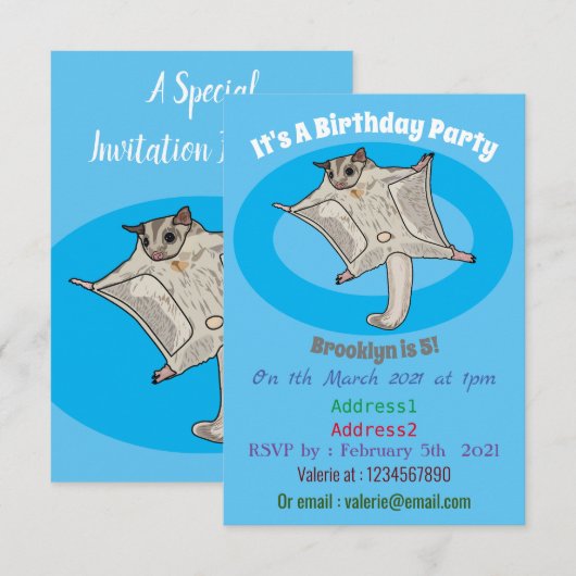 Cartoon suikerzweefvliegtuig kaart (Voorkant / Achterkant)