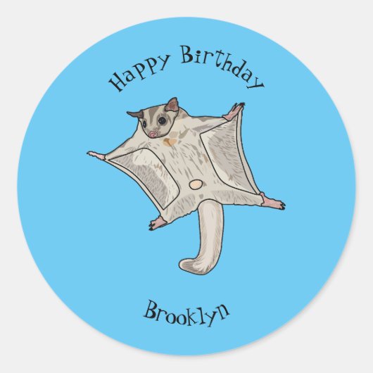 Cartoon suikerzweefvliegtuig ronde sticker (Voorkant)