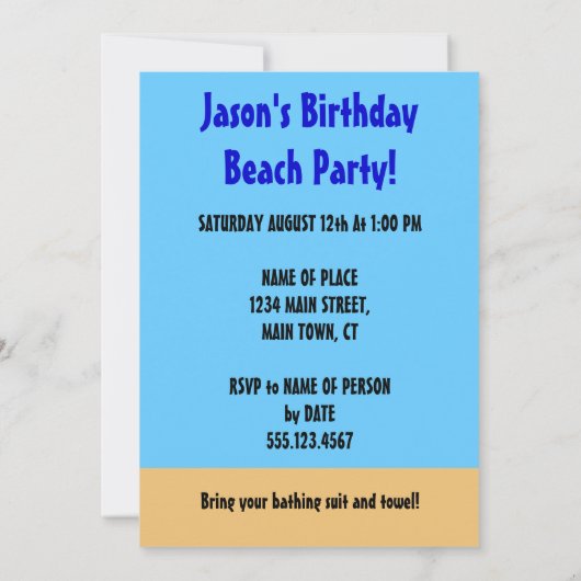 Cartoon Summer Turtle Invitation Kaart (Achterkant)