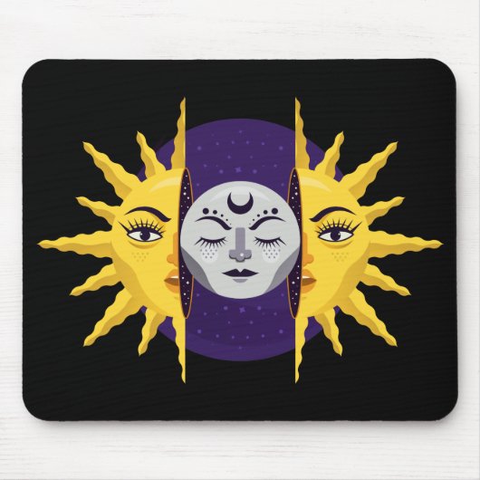 Cartoon Sun- en motorsymbool Muismat (Voorkant)
