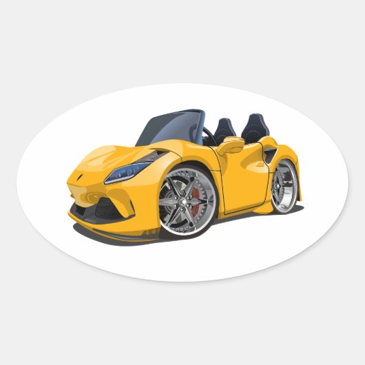 Cartoon super auto ovale sticker (Voorkant)