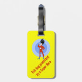 Cartoon Super Hero Bagagelabel (Achterkant verticaal)