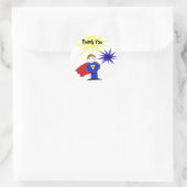 Cartoon Superheld Bedankt Ronde Sticker (Tas)