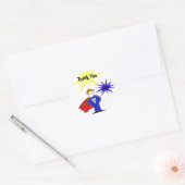Cartoon Superheld Bedankt Ronde Sticker (Envelop)