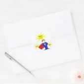 Cartoon Superheld Bedankt Vierkante Sticker (Envelop)