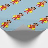Cartoon Superheld Boy Red en Yellow Suit Cadeaupapier (Hoek)