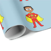 Cartoon Superheld Boy Red en Yellow Suit Cadeaupapier (Rol Hoek)