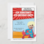 Cartoon Superheld Comic Birthday Party (blond) Kaart (Voorkant)