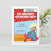 Cartoon Superheld Comic Birthday Party (blond) Kaart (Staand voorkant)
