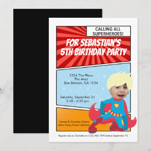 Cartoon Superheld Comic Birthday Party (blond) Kaart