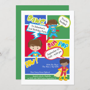 Cartoon superheld Fun Comic Thégéance Party Kaart