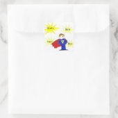 Cartoon Superheld met Actiewoorden Vierkante Sticker (Tas)