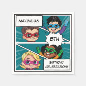 Cartoon Superheld Stripboek Leuke verjaardagsfeest Servet (Voorkant)