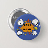 Cartoon superheld vecht tegen knuppel AANPASSING Ronde Button 5,7 Cm (Voorkant /achterkant)