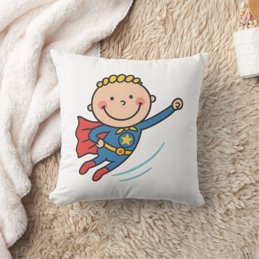 Cartoon Superhelden Jongen Vliegende Kids T-Shirt Kussen (Deken)