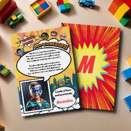 Cartoon Superhero Comic Book Foto Dank u Kaart