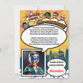 Cartoon Superhero Comic Book Foto Dank u Kaart (Voorkant)