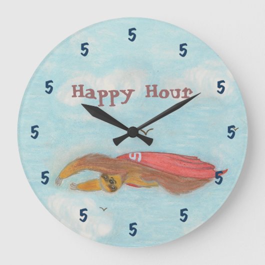 Cartoon Supersloth Clock Grote Klok (Voorkant)